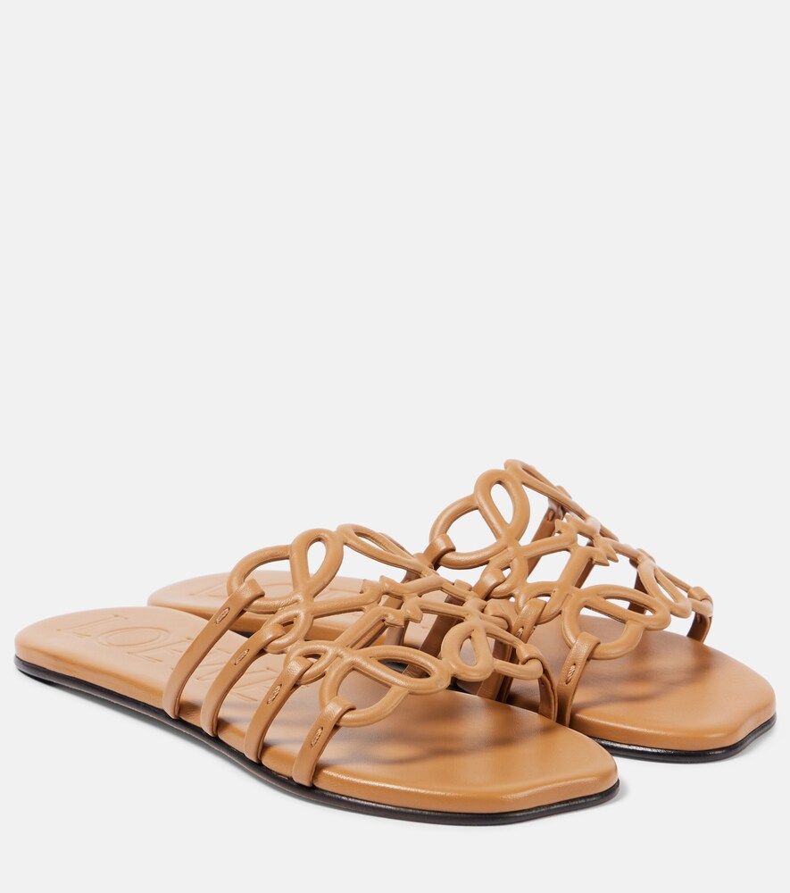 Petal Anagram Leather Slides