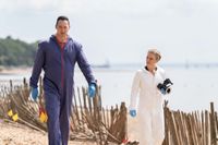 Jack and Nikki walk on a beach in Silent Witness season 27