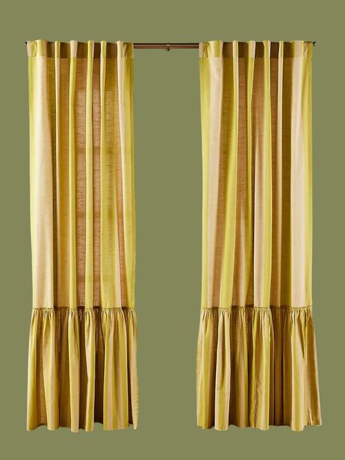 Peggy Cotton Ruffle Striped Curtain