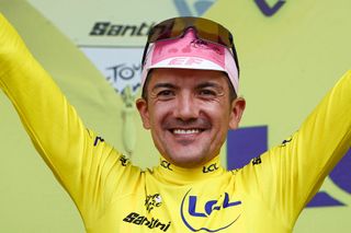 Richard Carapaz in yellow after stage 3 at the Tour de France