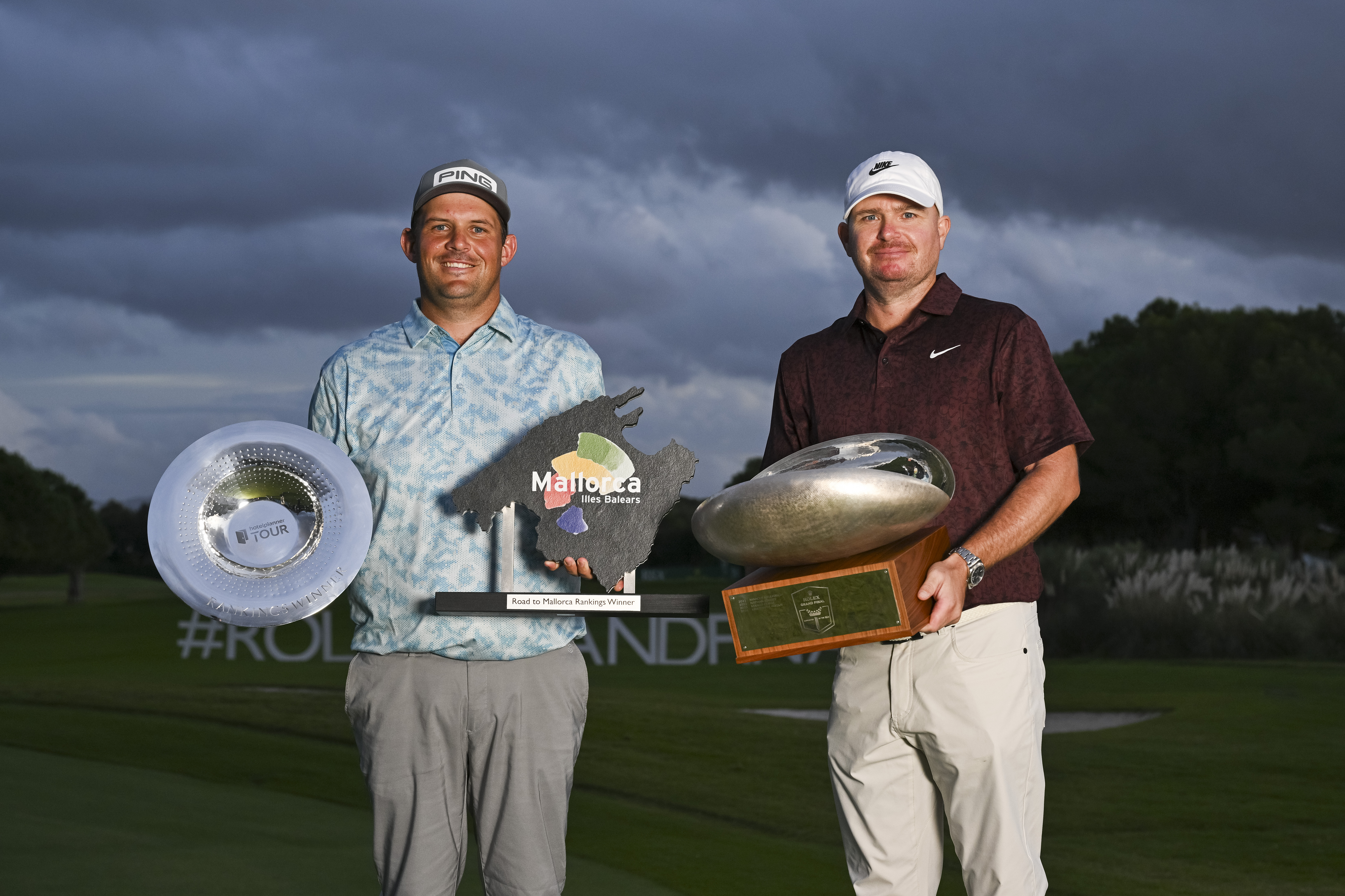 JC Ritchie and James Morrison hold trophies