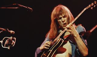 Steve Howe performs with Yes at the Rainbow Theatre in London on December 17, 1972