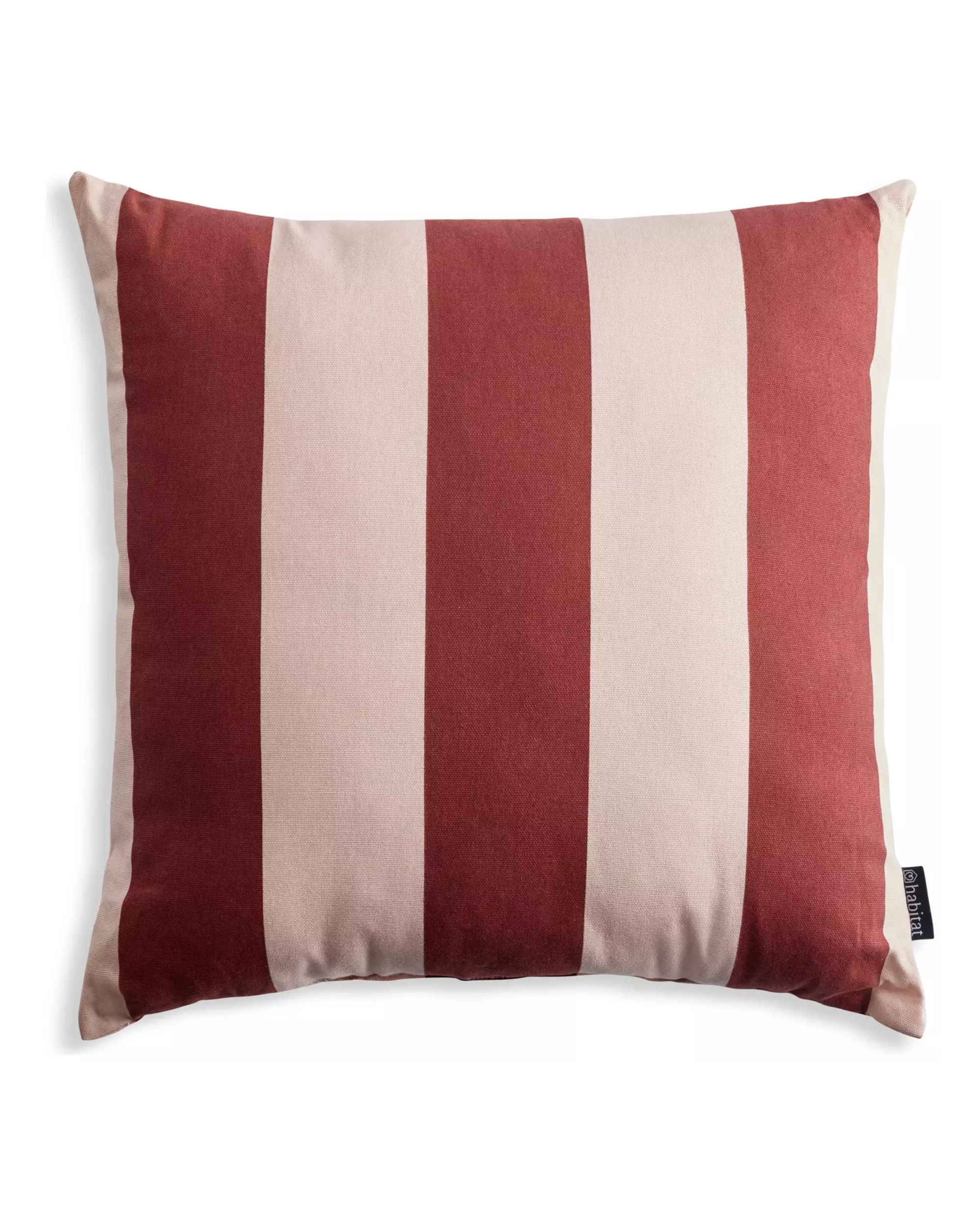red and pink striped outdoor cushion