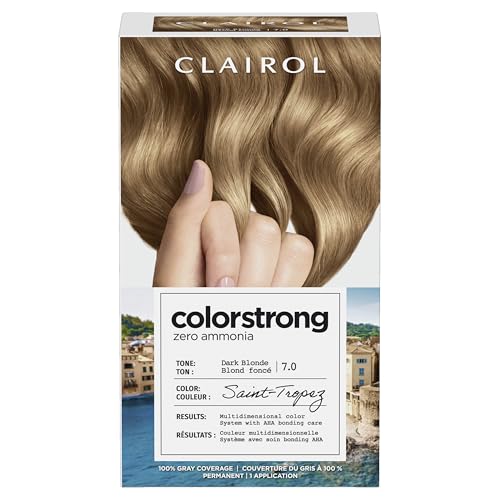 Clairol Colorstrong Permanent Zero Ammonia Hair Dye, 7.0 Dark Blonde - Saint-Tropez Hair Color, Pack of 1