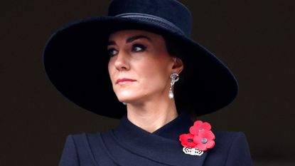 Kate, Princess of Wales, wears three poppies for Remembrance Day