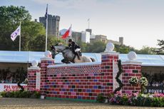 Joe Stockdale and Florida VDL, who shared top honours with Guy Williams riding Mr Blue Sky UK in the puissance at Royal Windsor Horse Show 2021