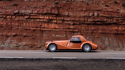 The new Morgan Supersport, finished in Copper Metallic with optional hardtop