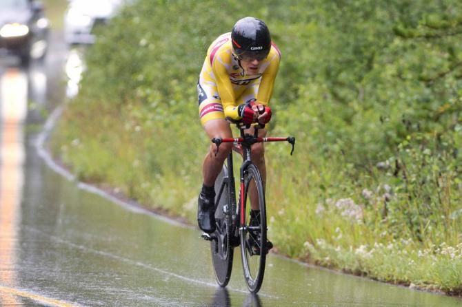 Tejay van Garderen (BMC) rides through the rain