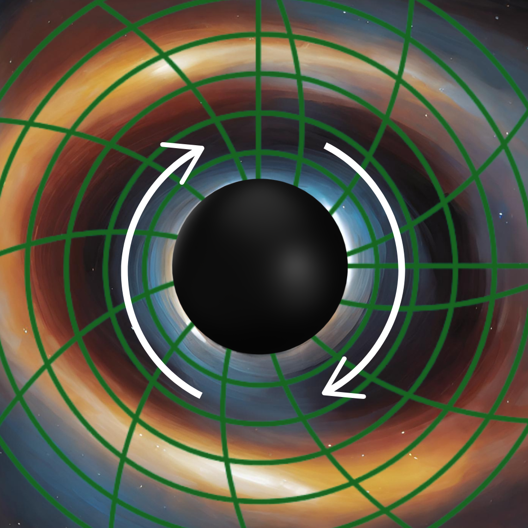 A close-up of the inset in the header image showing the central region of a black hole spinning clockwise.