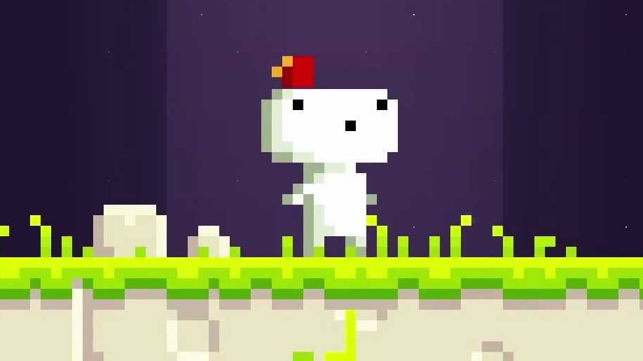 Fez main character looking excited.