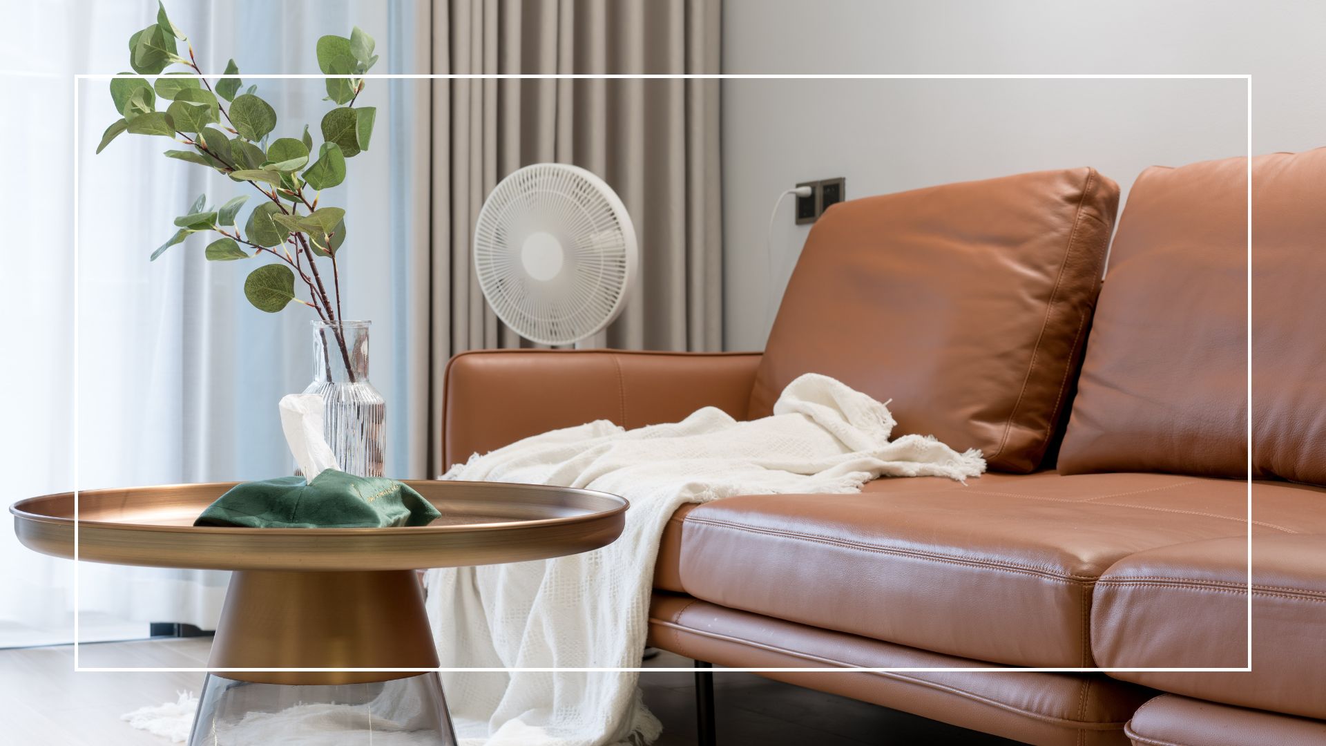 fan blowing in modern style living room 
