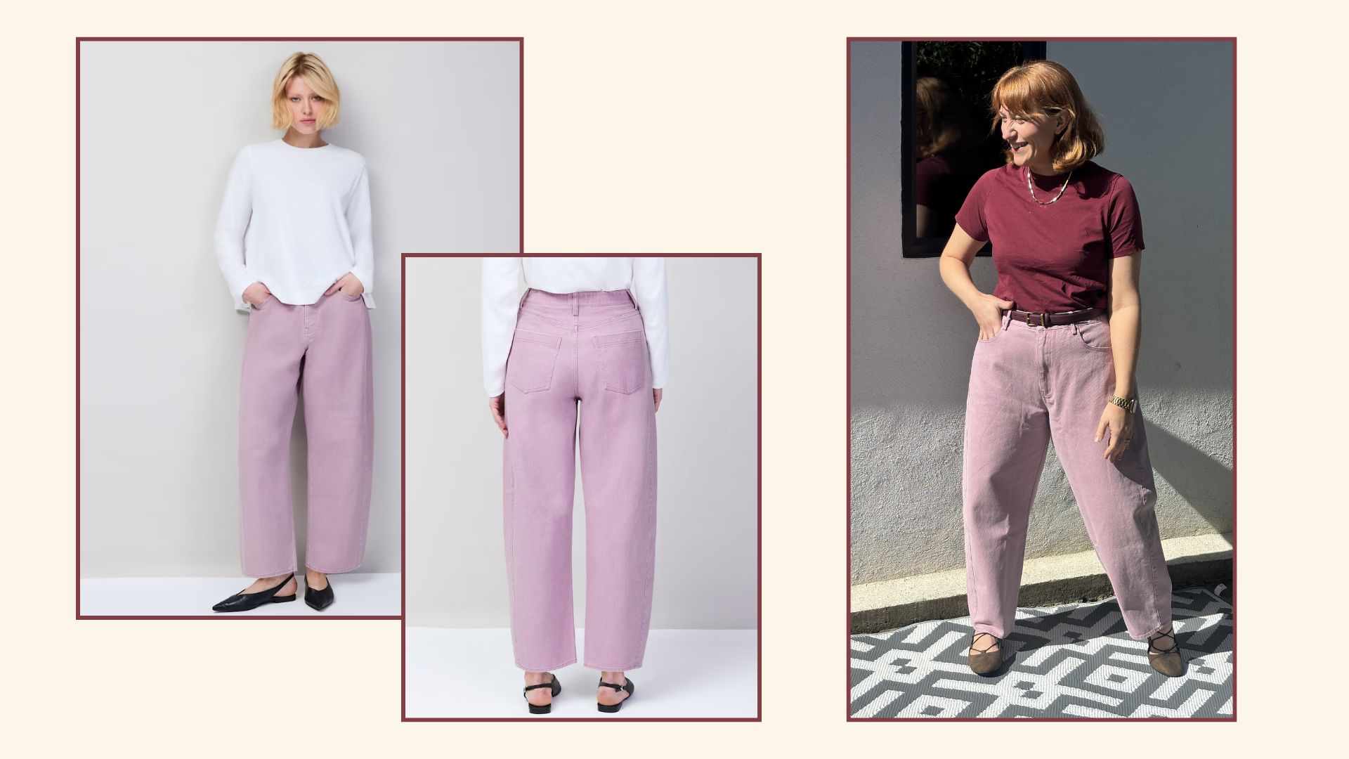 a model and matilda wearing the ro&zo pink jeans