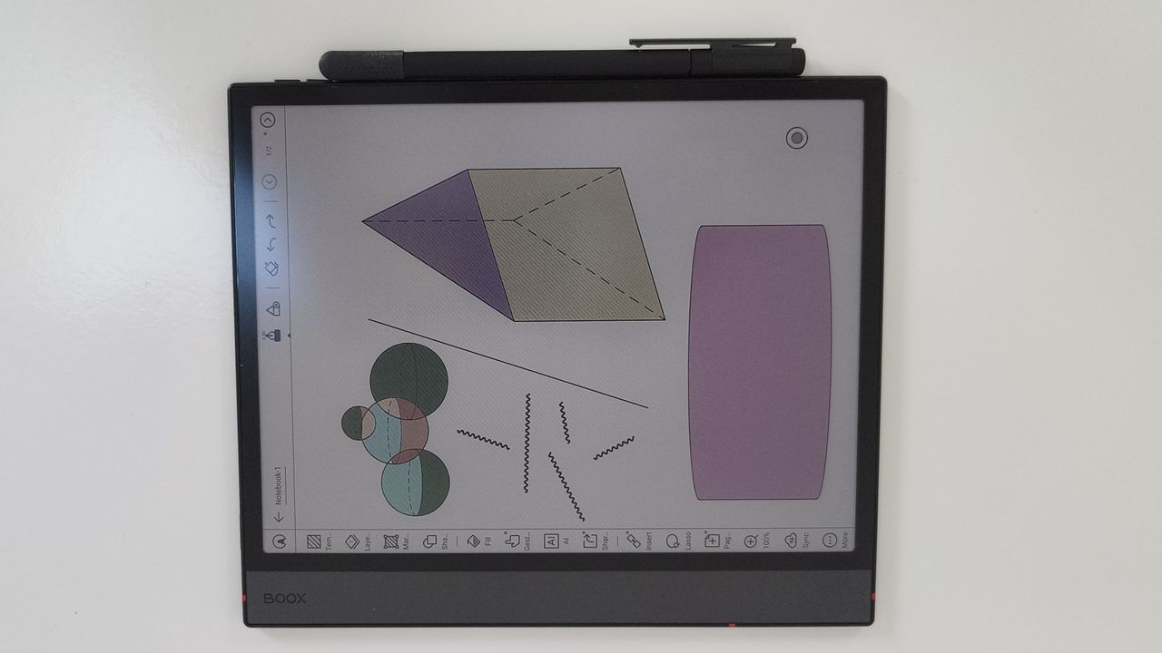 A close-up of the Onyx Boox Note Air 5C on a white desk
