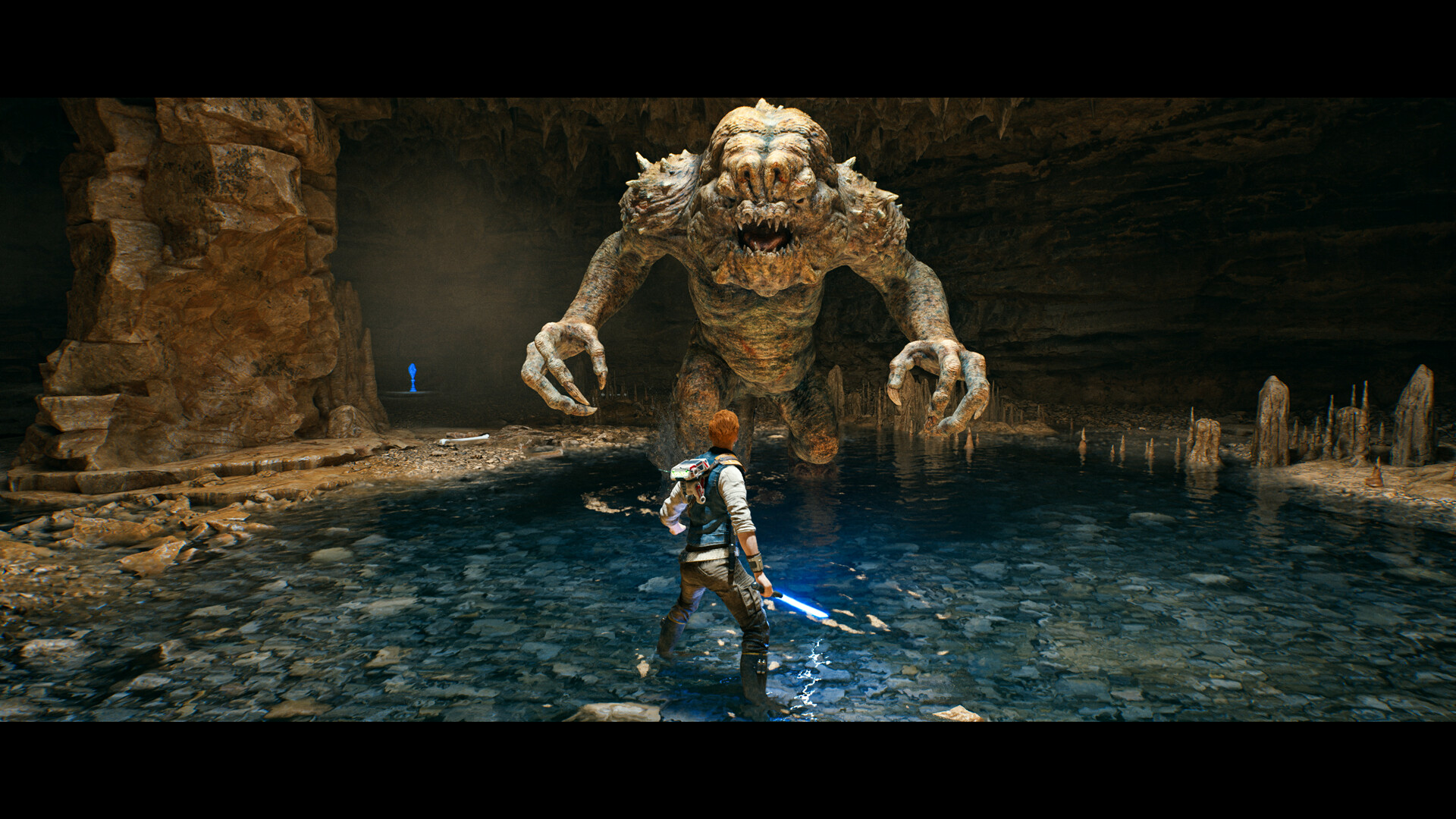 In Star Wars Jedi: Survivor, Cal Kestis fights a Rancor boss