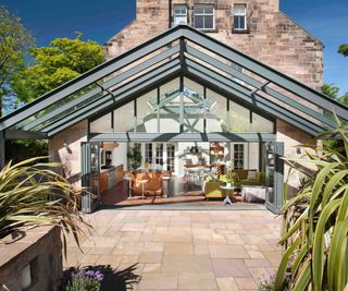 large kitchen conservatory with extended external canopy