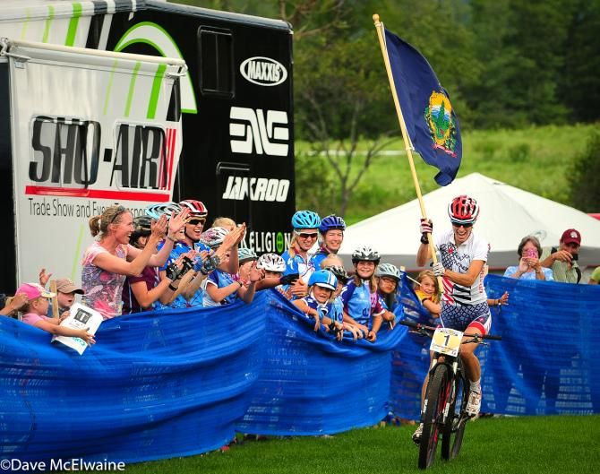 Lea Davison (Specialized) had plenty of time to celebrate winning the Catamount Classic Pro XCT