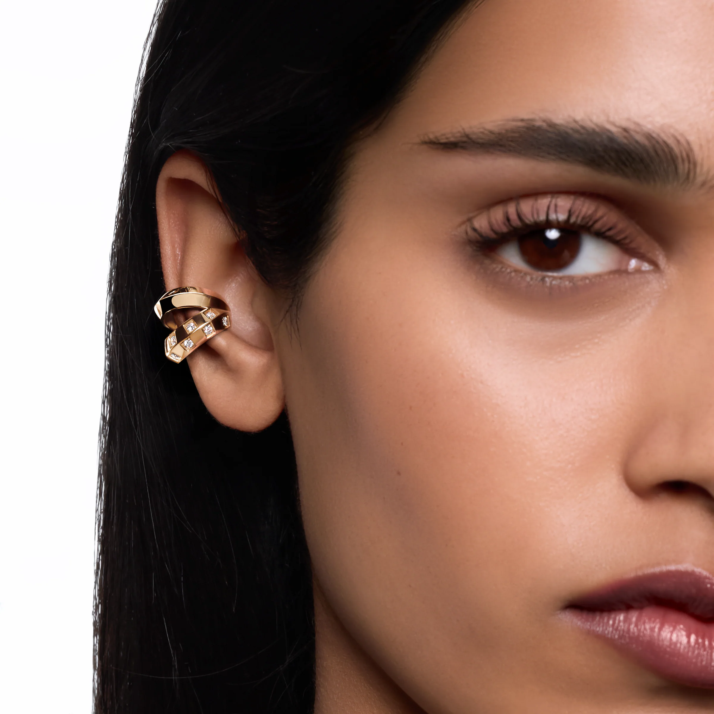 Louis Vuitton, Le Damier de Louis Vuitton Double Earcuff, Yellow Gold and Diamonds