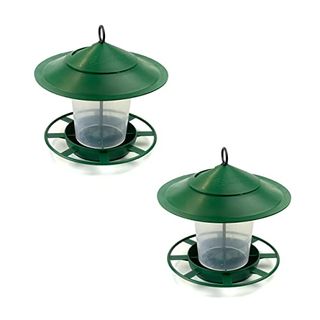 Etree Easy Clean Hanging Lantern Bird Feeder (2023 Design) - Prevent Disease & Protect Wildlife Dark Green Pack of 2