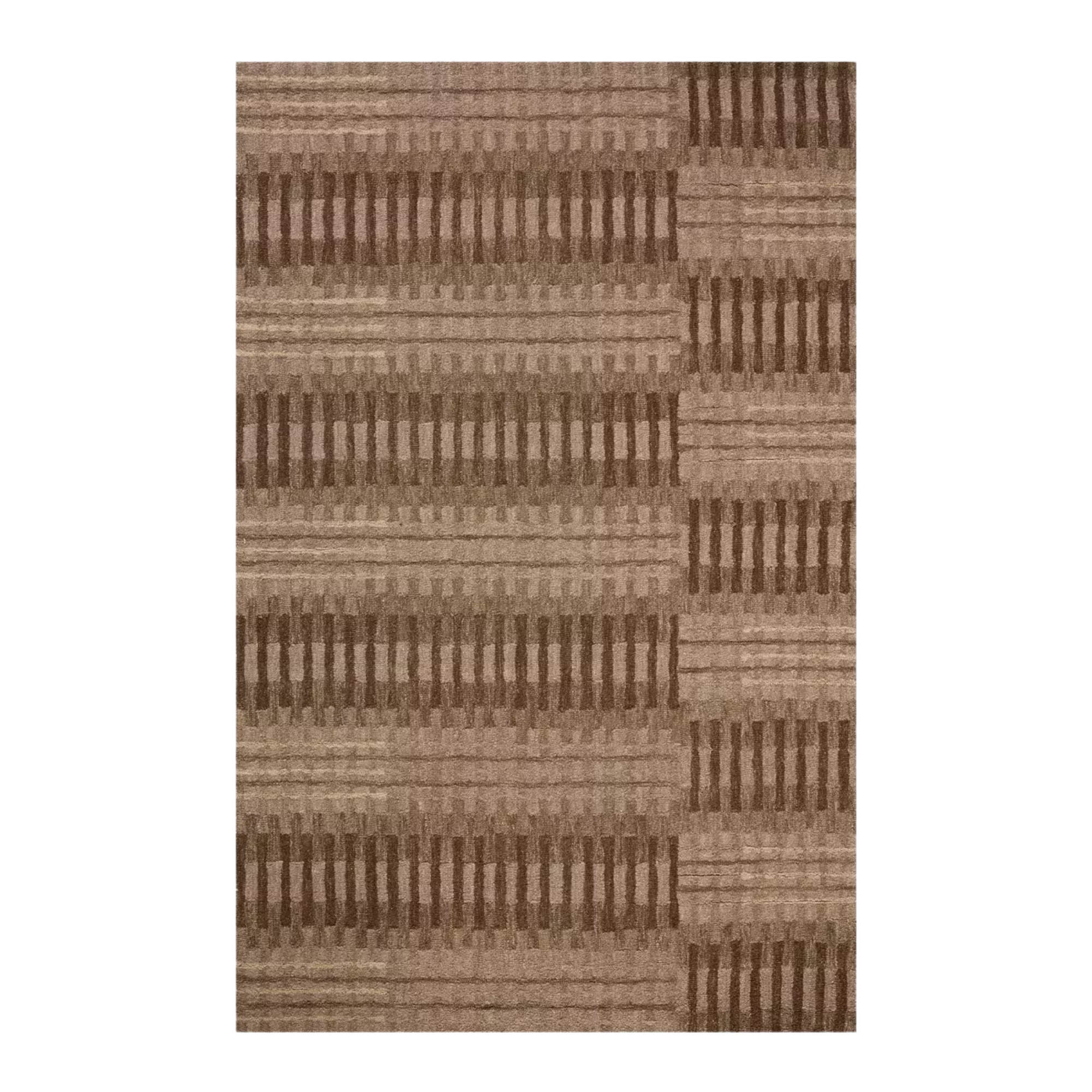 a brown rug with a striped design
