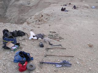 The IAA's Unit for the Prevention of Antiquities Robbery apprehends a band of antiquities robbers and its equipment in the Judean Desert.
