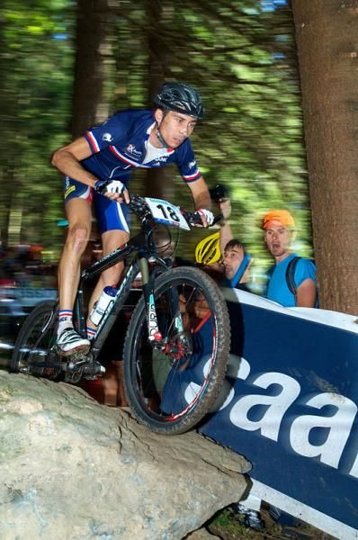 Stephane Tempier (France) goes over the rock drop