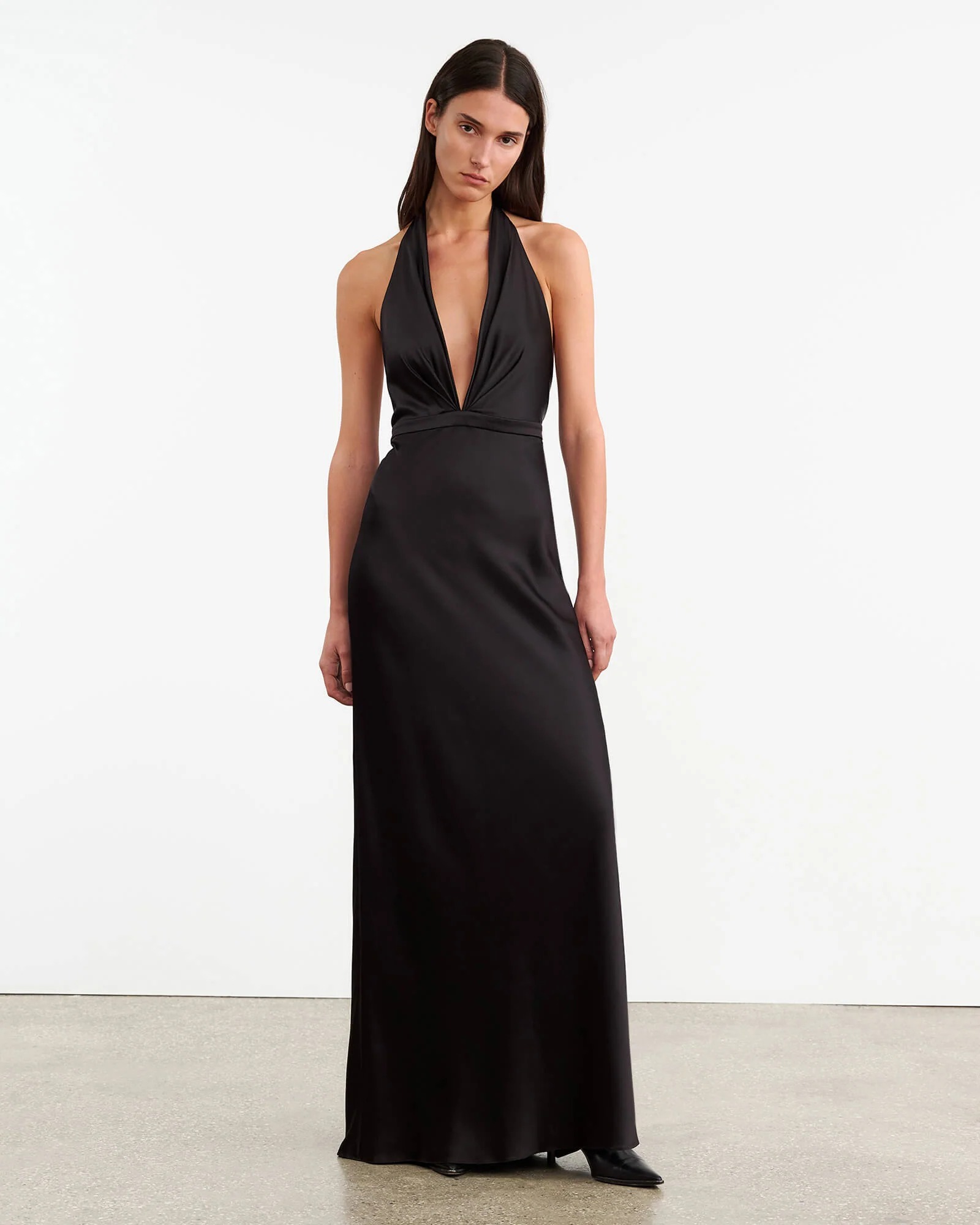 Essy Silk Gown | Women's Plunging Halterneck Floor Length Charmeuse | Nili Lotan