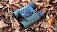 Close up photo of the Olympus 8x25 WP II binoculars