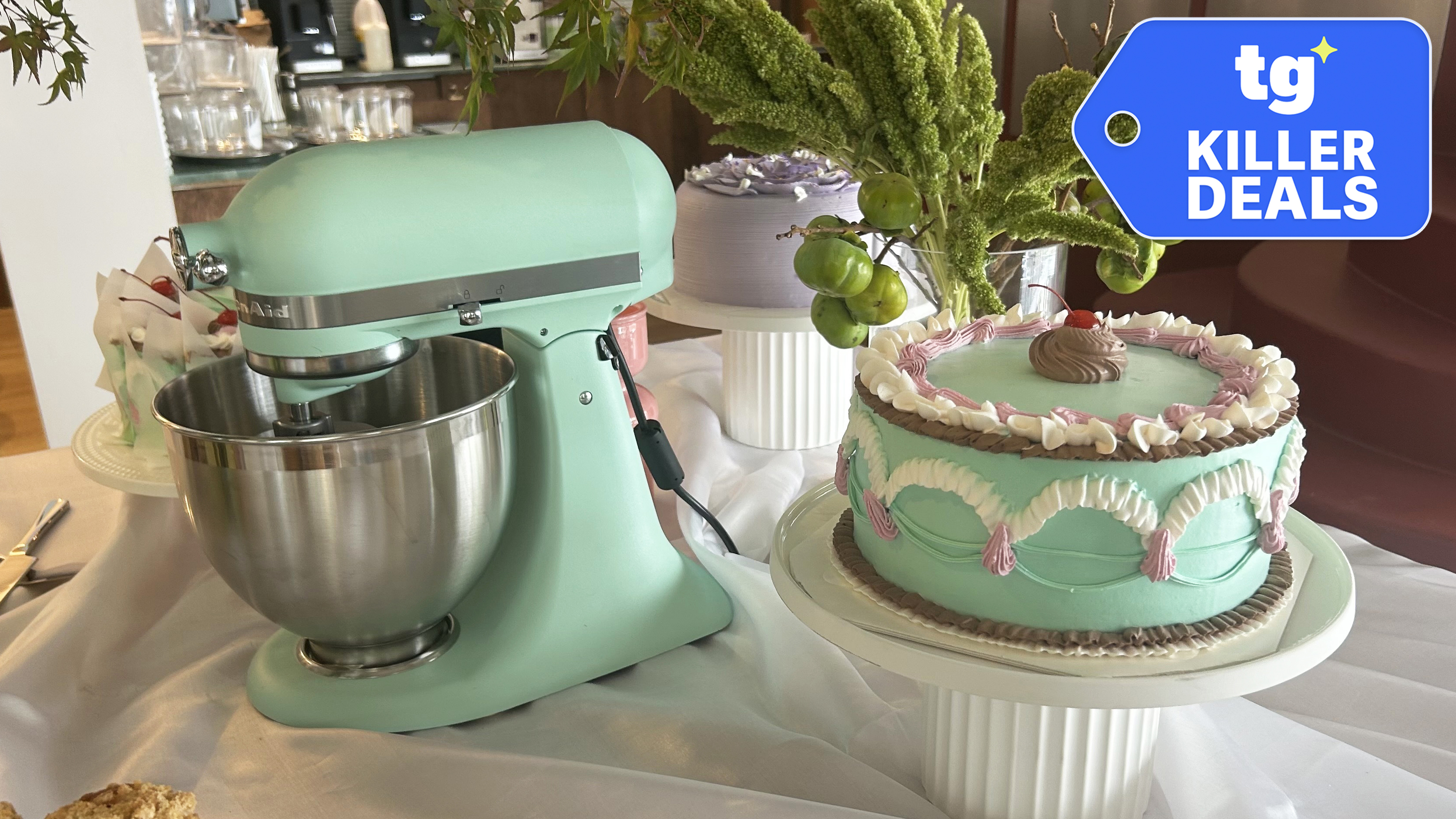Kitchenaid mixer and cake with Tom's Guide deal badge