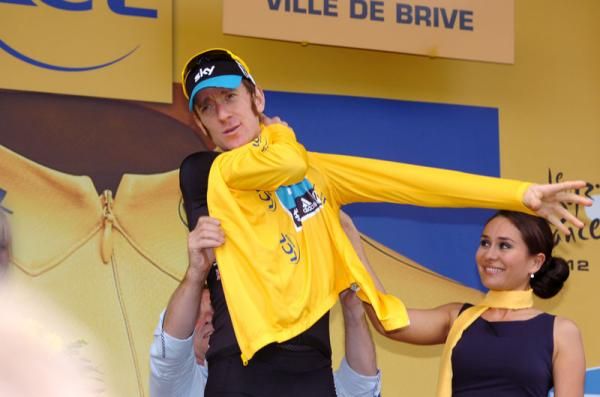 Bradley Wiggins (Team Sky) pulls on another yellow jersey