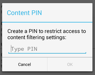 Content filtering PIN