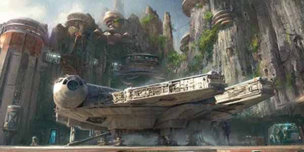 Concept art of Millennium Falcon at Star Wars: Galaxy&#039;s Edge