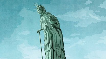 photo illustration of an old lady liberty