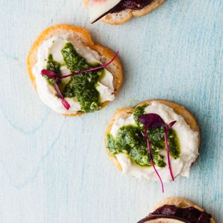 Kale Pesto and Curd Cheese Crostini