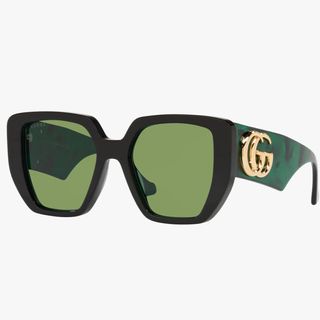 Gucci green sunglasses with interlocking GG on the side