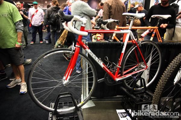 Alternative bikes are always prevalent at NAHBS but as Steve Rex demonstrates, traditional road racing bikes are still popular, too.