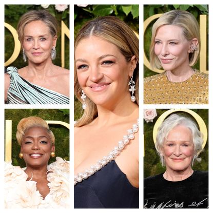 celebrities with gray hair at the golden globes