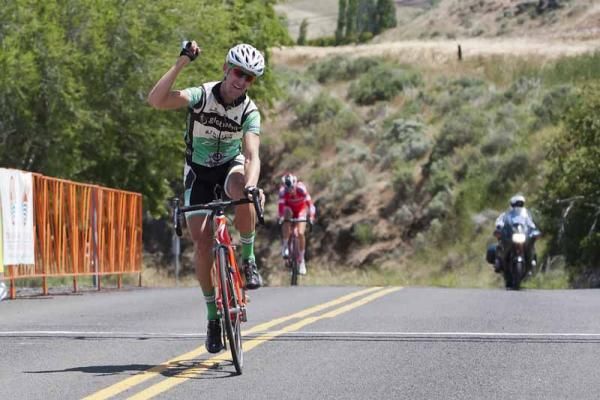 Coulton Hartrich celebrates his stage 1 win