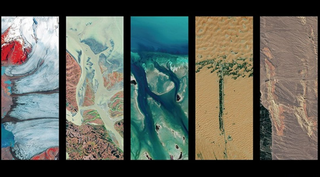 Landsat images spelling out the word EARTH