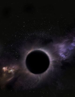 This artist's concept is a representation of an intermediate-mass black hole that scientists say may be present in the center of the globular cluster 47 Tucanae. A study suggests the black hole has the mass of 2,200 suns.