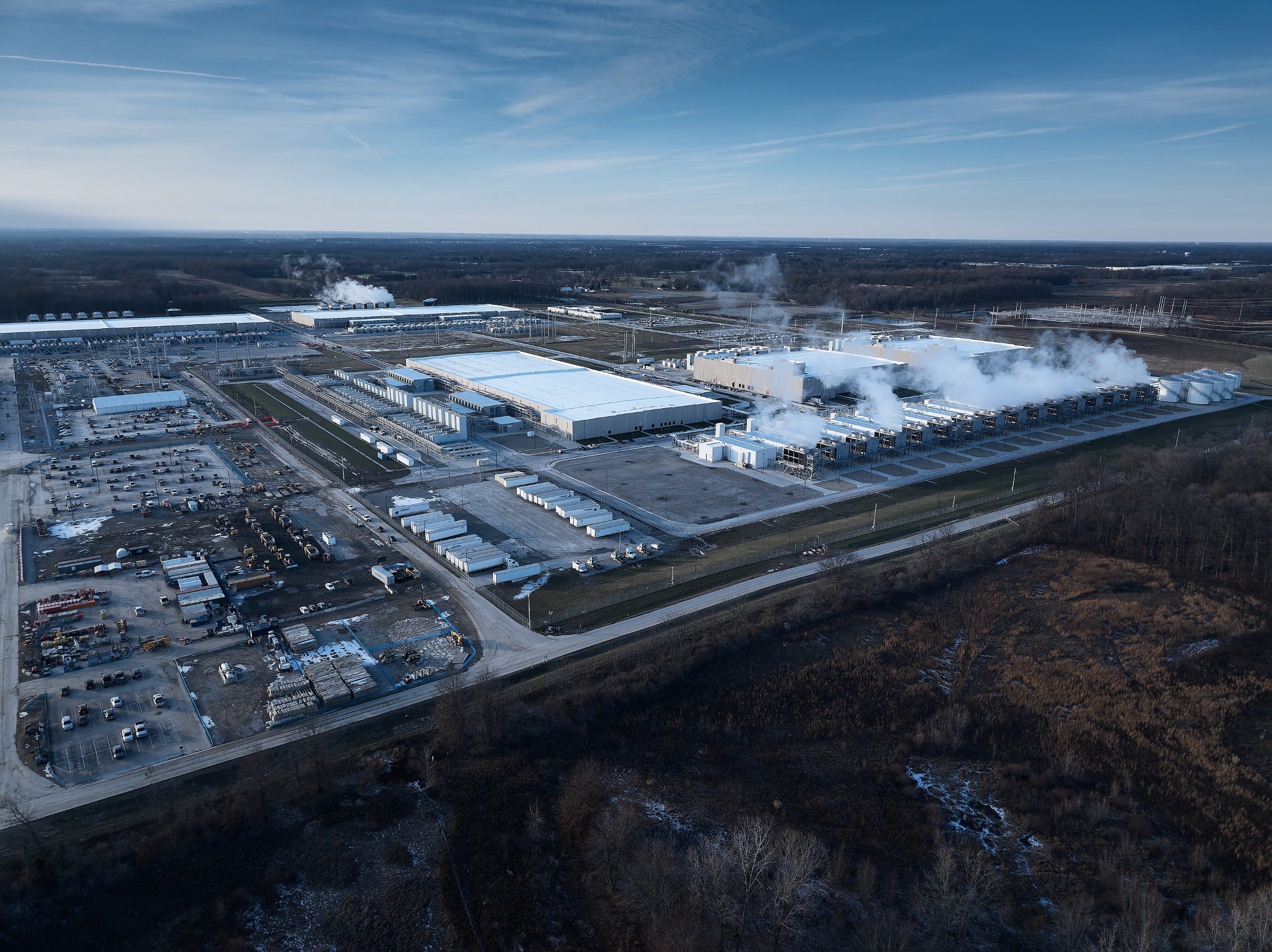 Aerial view of Google's data center campus in New Albany, Ohio