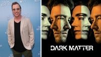 Split image showing "Dark Matter" author Blake Crouch (L) and promo art for the show (R).