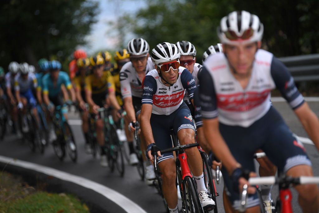 CAMIGLIATELLO SILANO ITALY OCTOBER 07 Vincenzo Nibali of Italy and Team Trek Segafredo during the 103rd Giro dItalia 2020 Stage 5 a 225km stage from Mileto to Camigliatello Silano 1275m girodiitalia Giro on October 07 2020 in Camigliatello Silano Italy Photo by Tim de WaeleGetty Images