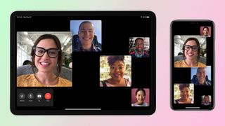 Group FaceTime chat with background.