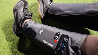 Hyperice Normatec Lower Legs being worn