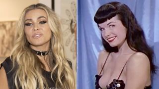 Carmen Electra giving a house tour to Vogue, Bettie Page poses in a clip from the documentary Bettie Page Reveals All (2012)