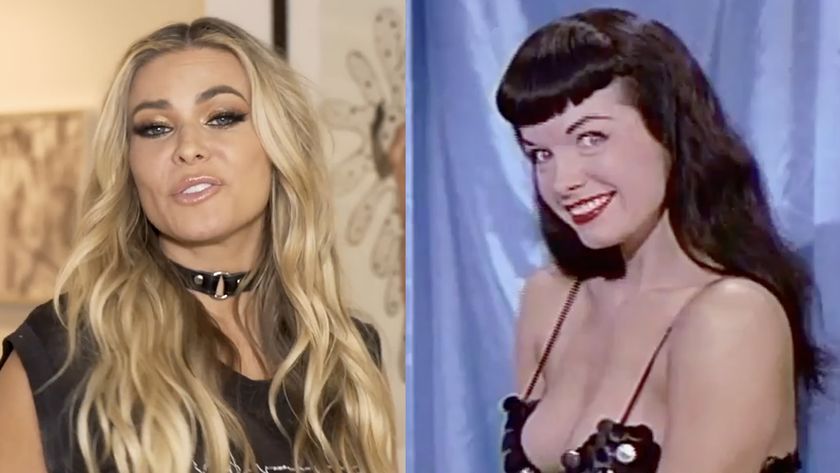 Carmen Electra giving a house tour to Vogue, Bettie Page poses in a clip from the documentary Bettie Page Reveals All (2012)