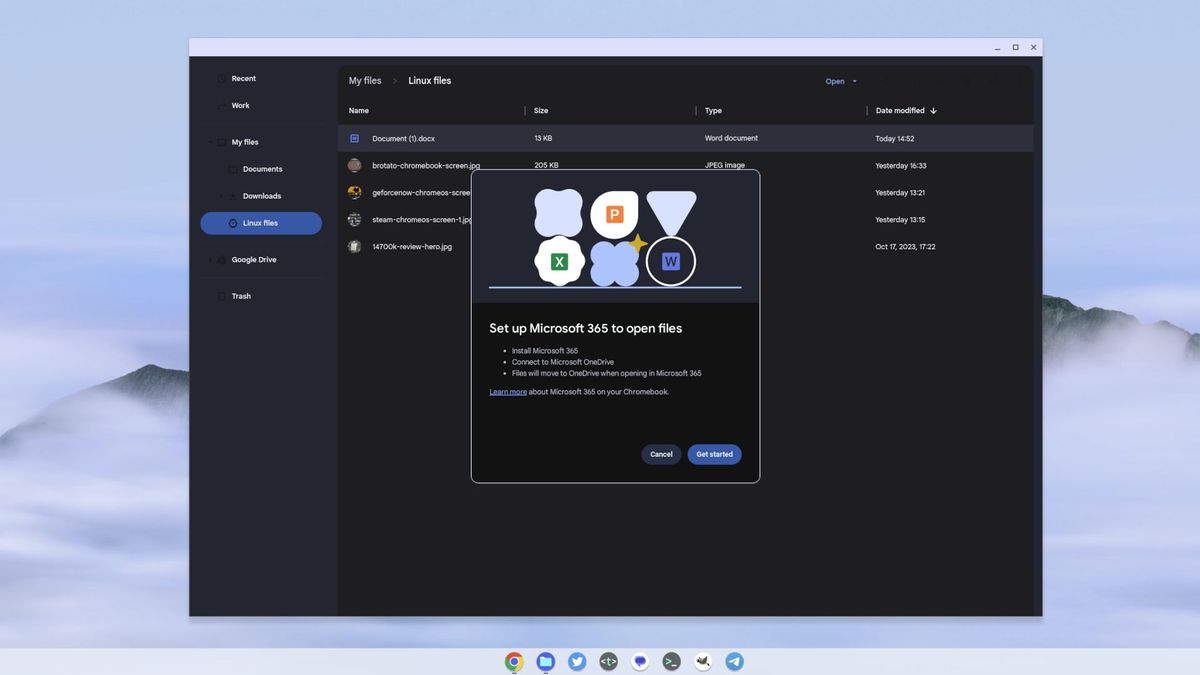 Setting up OneDrive in the Chromebook Files app