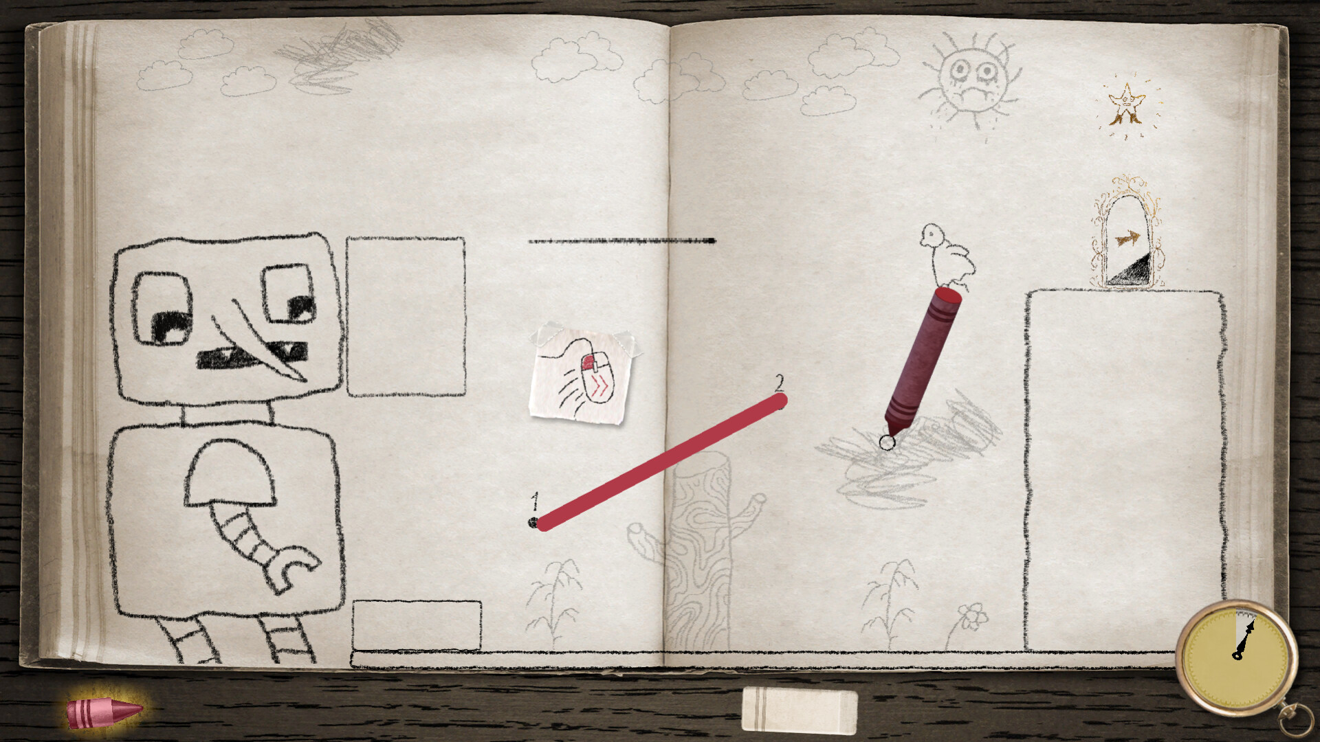 An open book featuring an abstract illustration