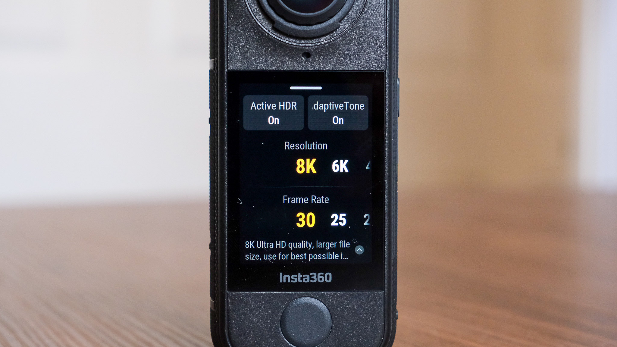 Photo of the Insta360 X4 Air action camera in an office