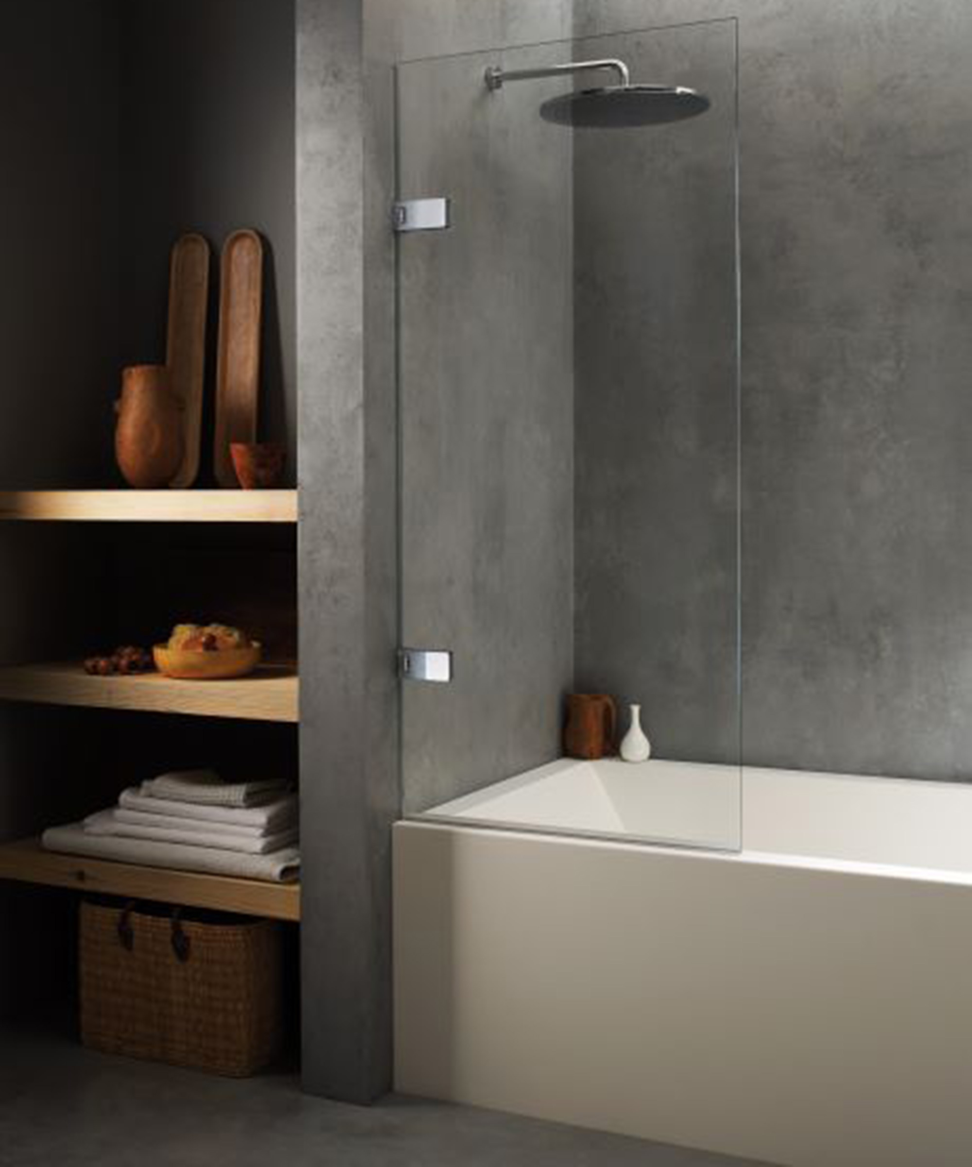 contemporary bathroom with built-in bathroom storage